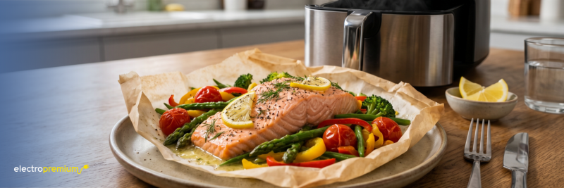 Salmón con verduras airfryer